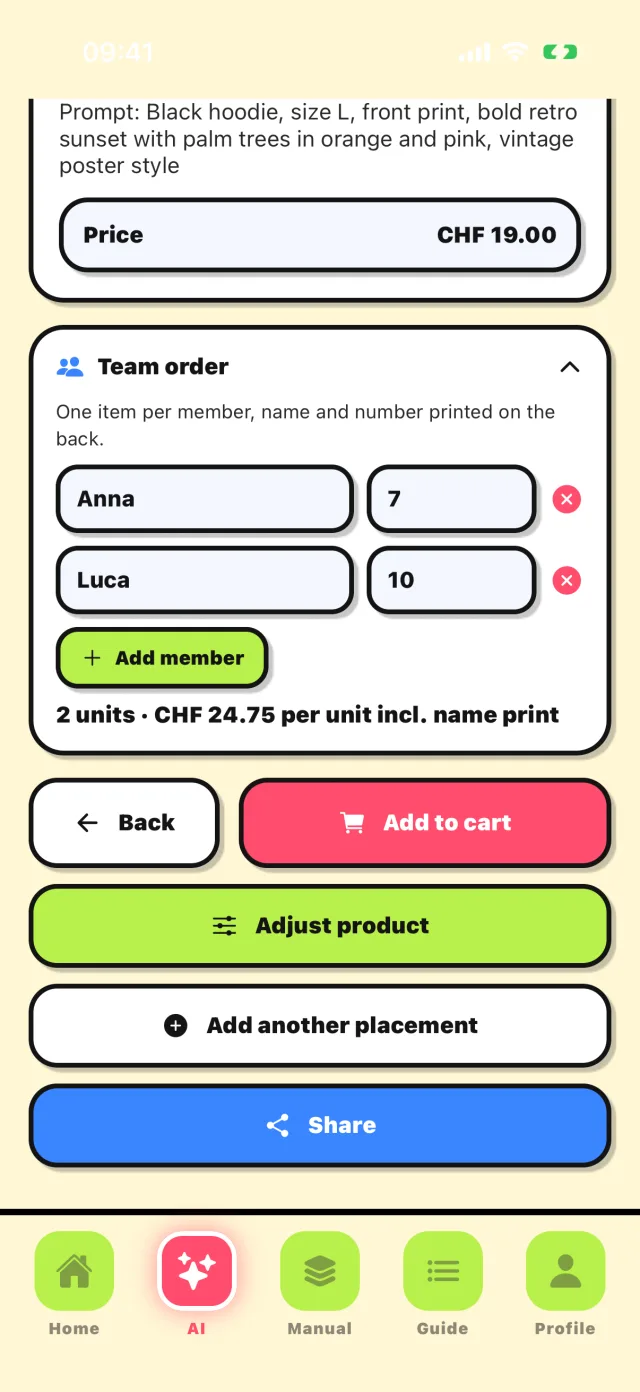 Team order
